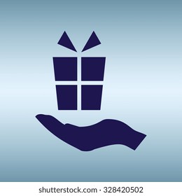 Pictograph of gift on the hand
