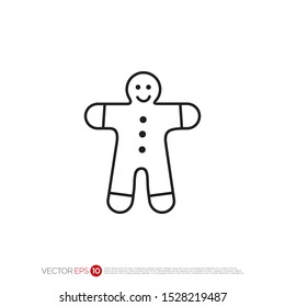 Pictograph of ginggerbread man for template logo, icon, and identity vector designs.