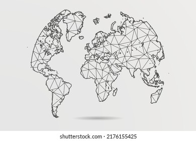 Pictograph of globe Map - Abstract mash line and point scales on white background with World Map. Wire Frame 3D mesh polygonal network line, design sphere, dot -  Vector illustration eps 10