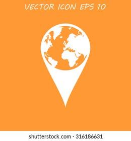 Pictograph of globe. Map pointer. Illustration vector EPS 10