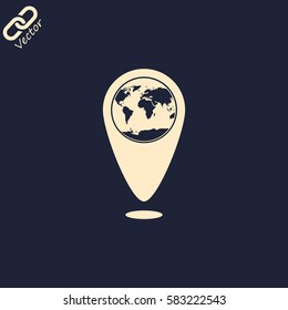 Pictograph of globe. Map pointer. Illustration vector EPS 10