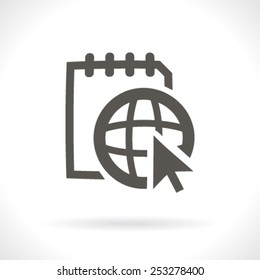 Pictograph of globe and notebook