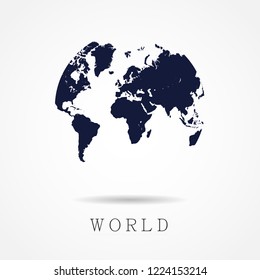 Pictograph of globe, world map vector or earth icon. Flat simple with Blue color on white background - Vector Illustration eps 10 