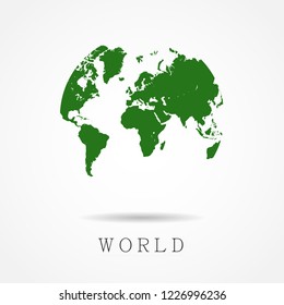 Pictograph of globe, world map vector or earth icon. Flat simple with Green color on white background - Vector Illustration eps 10 
