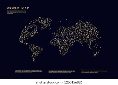 Pictograph of globe, world map vector or earth icon, flat simple with Gold grid on dark background - Vector illustration eps 10