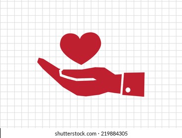 Pictograph hand and heart 