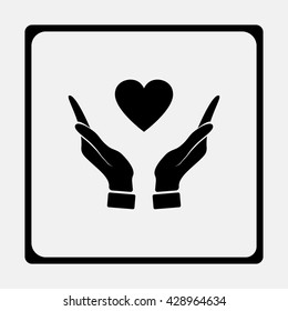 Pictograph of heart in hand.