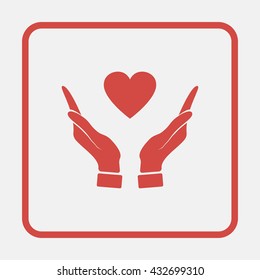 Pictograph of heart in hand.