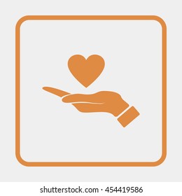 Pictograph of heart in hand.