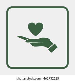 Pictograph of heart in hand.
