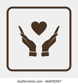 Pictograph of heart in hand.