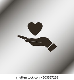 Pictograph of heart in hand.