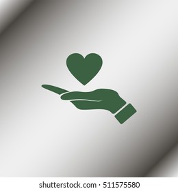 Pictograph of heart in hand.