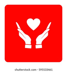 Pictograph of heart in hand.