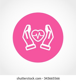 Pictograph of heart in hand Icon Isolated on White Background