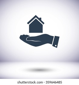 Pictograph of home in hand