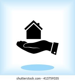 Pictograph of home in hand