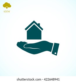Pictograph of home in hand