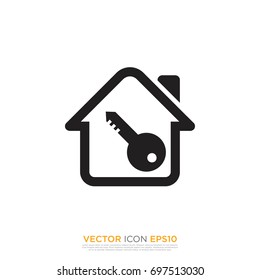 Pictograph of house with key for template logo, icon, and identity vector designs