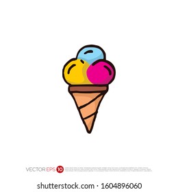 Pictograph of Ice Cream in color for template logo, icon, identity vector designs, and graphic resources.
