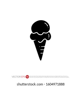Pictograph of Ice Cream in Glyph for template logo, icon, identity vector designs, and graphic resources.