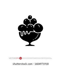 Pictograph of Ice Cream in Glyph for template logo, icon, identity vector designs, and graphic resources.