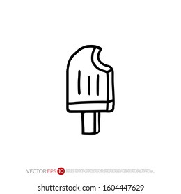 Pictograph of Ice Cream in outline for template logo, icon, identity vector designs, and graphic resources.