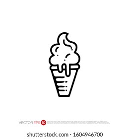 Pictograph of Ice Cream in outline for template logo, icon, identity vector designs, and graphic resources.