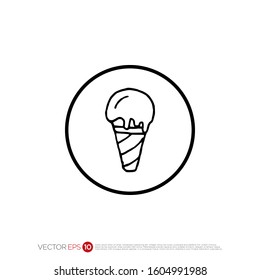 Pictograph of Ice Cream in outline for template logo, icon, identity vector designs, and graphic resources.