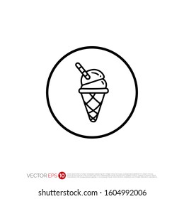 Pictograph of Ice Cream in outline for template logo, icon, identity vector designs, and graphic resources.