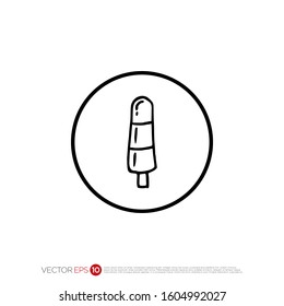 Pictograph of Ice Cream in outline for template logo, icon, identity vector designs, and graphic resources.