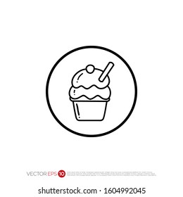 Pictograph of Ice Cream in outline for template logo, icon, identity vector designs, and graphic resources.