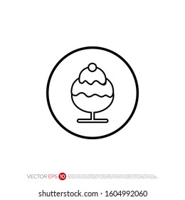 Pictograph of Ice Cream in outline for template logo, icon, identity vector designs, and graphic resources.