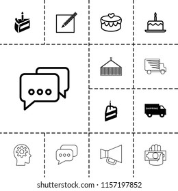 Pictograph icon. collection of 13 pictograph filled and outline icons such as paper and pen, piece of cake, cake with one candle. editable pictograph icons for web and mobile.