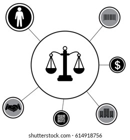 Pictograph of justice scales. vector illustration