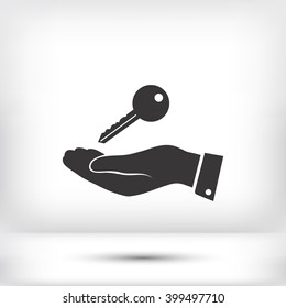 Pictograph of key icon in hand
