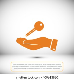 Pictograph of key icon in hand