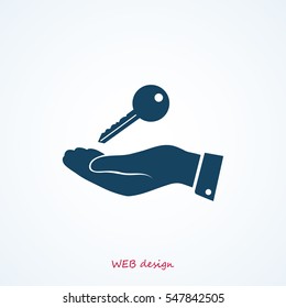 Pictograph of key icon in hand, vector best flat icon, EPS