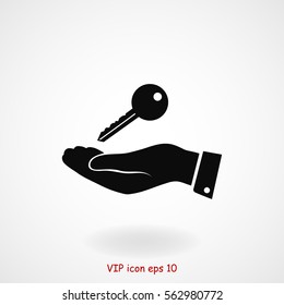 Pictograph of key icon in hand, vector best flat icon, EPS