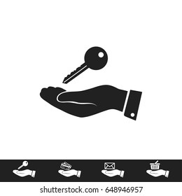 Pictograph of key icon in hand, vector best flat icon, EPS