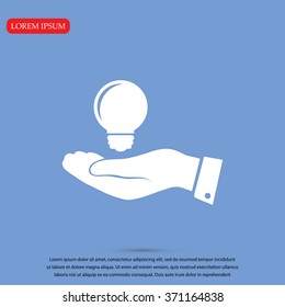 Pictograph of light bulb icon in hand
