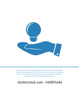 Pictograph of light bulb icon in hand
