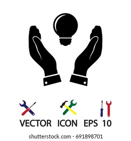Pictograph of light bulb icon, vector best flat icon, EPS
