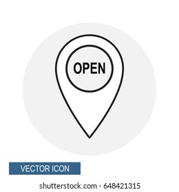 Pictograph of Location open icon flat design isolated on the white background.
