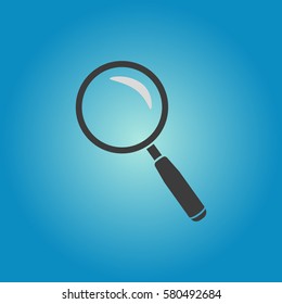 Pictograph of Magnifying glass. Flat vector illustration in black on white background.