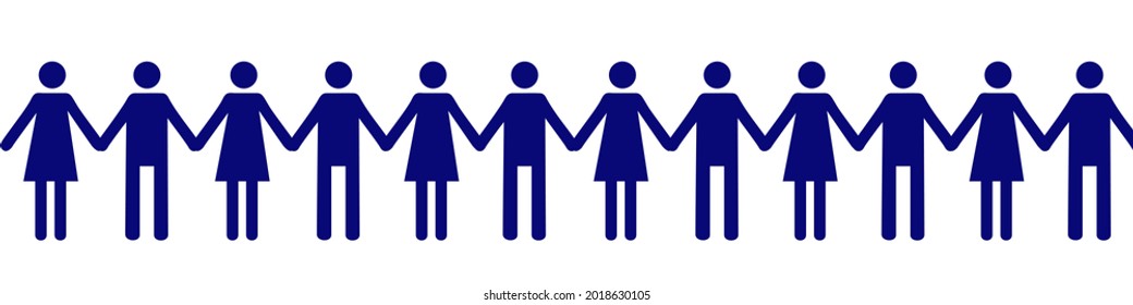 Pictograph of men. Men and women holding hands. United community of people with the same interests. Trust trust icon for templates and web design. vector