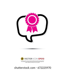 Pictograph of Message and chat about award, winner, certificate for icon, logo and identity designs. neon color