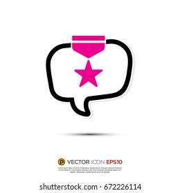 Pictograph of Message and chat about award, winner, certificate for icon, logo and identity designs. neon color