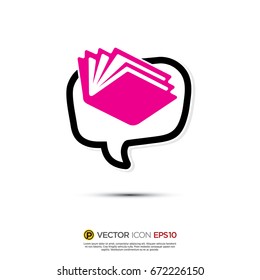 Pictograph of Message and chat about book for icon, logo and identity designs. neon color