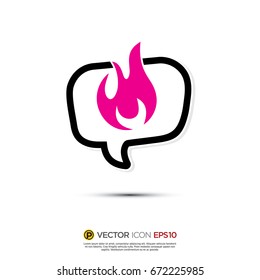 Pictograph of Message and chat about flame, warm, fire for icon, logo and identity designs. neon color
